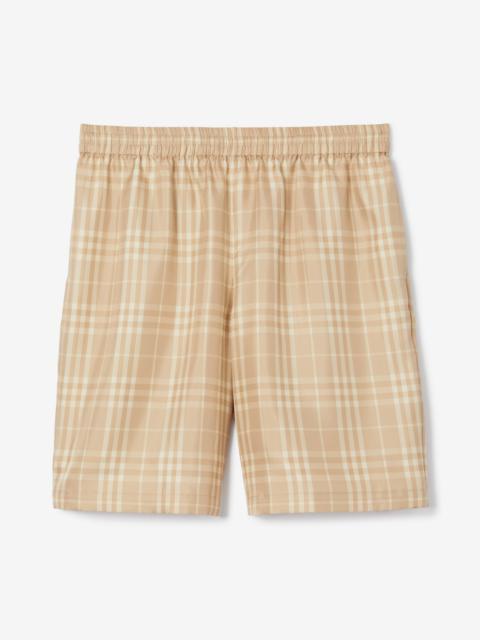 Burberry Check Silk Twill Drawcord Shorts