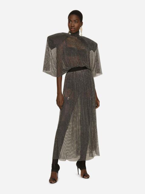 Dolce & Gabbana Long mesh dress with rhinestone embellishment