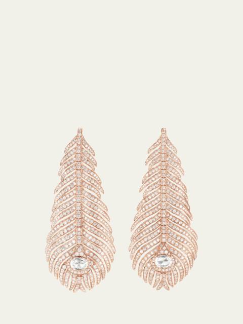 Boucheron Plume de Paon Diamond Pendant Earrings in Pink Gold