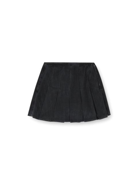 Diesel PLEATED SKORT IN PINSTRIPED DENIM