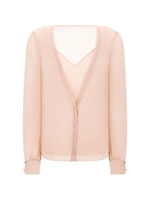 Valentino lace-trim silk blouse