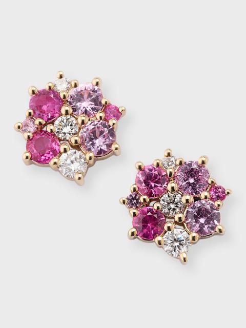 SYDNEY EVAN 14k Diamond and Pink Sapphire Disc Stud Earrings