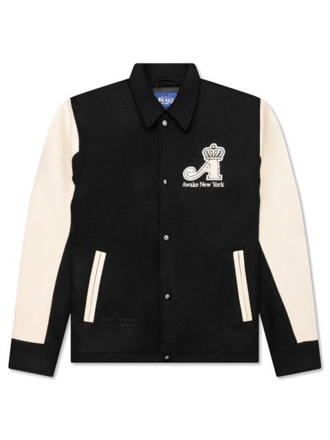 AWAKE NY CROWN VARSITY JACKET - BLACK