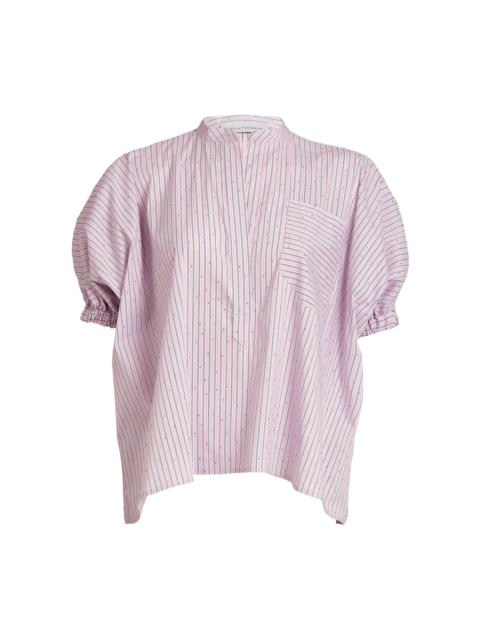 SILVIA TCHERASSI Susane Cotton-Blend Striped Blouse pink