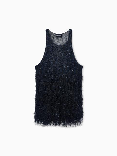 GIORGIO ARMANI LUREX JERSEY TOP WITH FRINGES