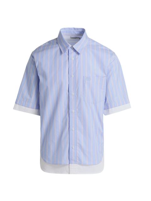 SIMKHAI Men's Steven Double-Layer Shirt - Bluebell Stripe