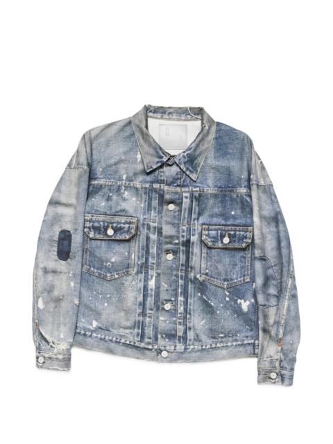 Junya Watanabe MAN Junya Watanabe Distressed Paint-splatter Denim Jacket