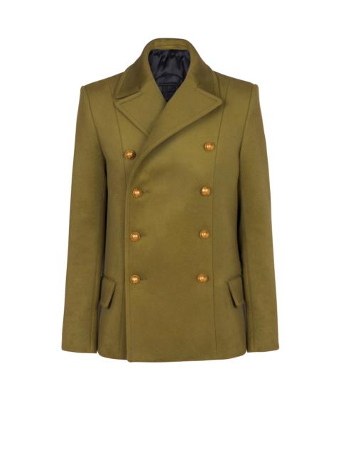 Balmain Double-breasted wool pea coat