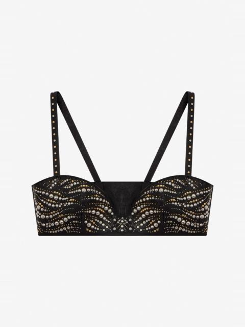 Roberto Cavalli Black Leather Top With Studs