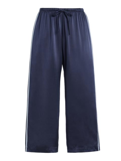 DONNI. Striped Silk Wide-Leg Cropped Pants navy