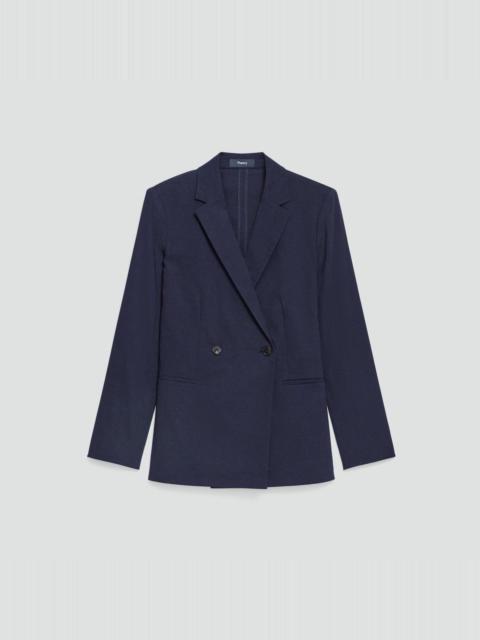 Theory Vented Double-Breasted Blazer in Good Linen