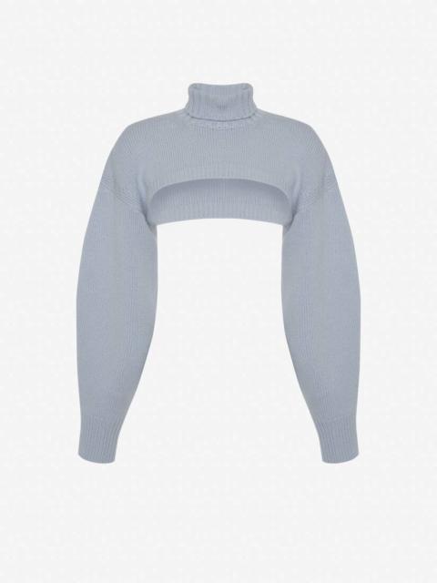 Alexander McQueen Women's Cashmere Roll Neck Sleeve Cover in Spring Blue