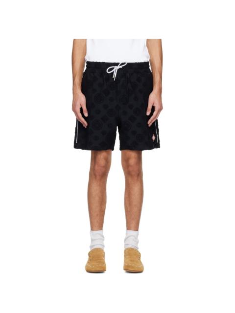 Black Towelling Monogram Shorts