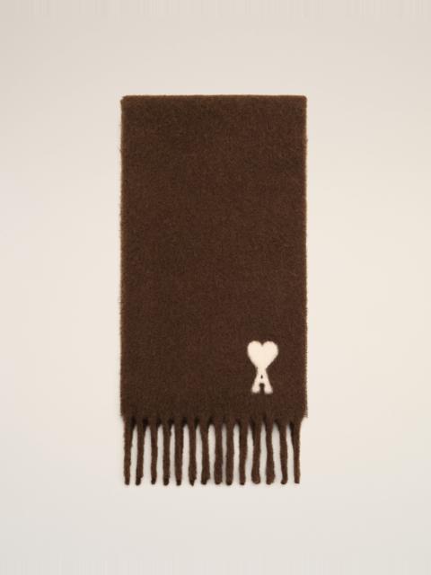 AMI Paris BROWN ALPACA SCARF WITH AMI DE COEUR