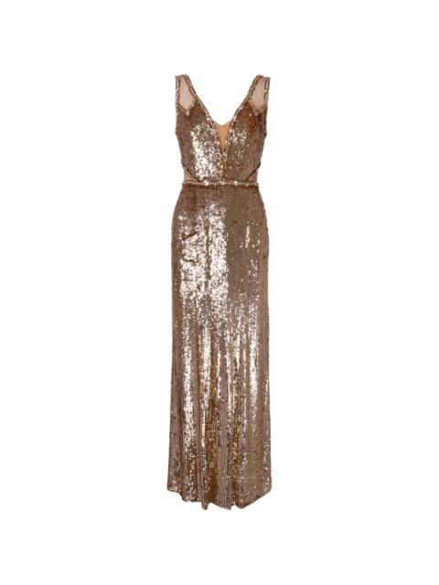 JENNY PACKHAM sequin-embellished sheer-panelled dress