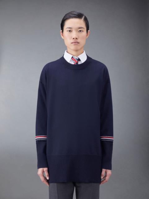 Thom Browne Merino Stripe Jacquard Exaggerated Crew Neck Pullover