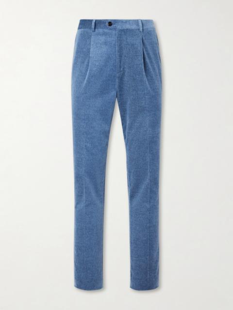 Brunello Cucinelli Straight-Leg Pleated Cotton-Velvet Suit Trousers