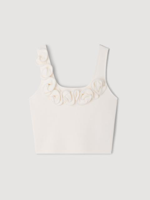 Sandro FLORAL KNIT CROP TOP