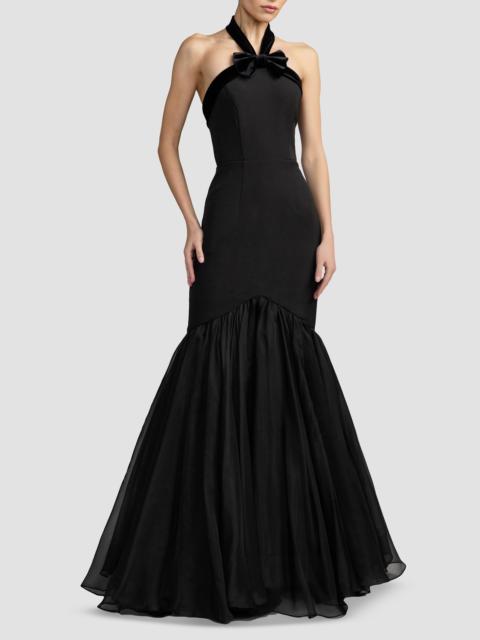 MAC DUGGAL Women's Halter Bow Mermaid Chiffon Gown - Black