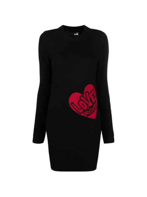 heart motif knitted mini dress