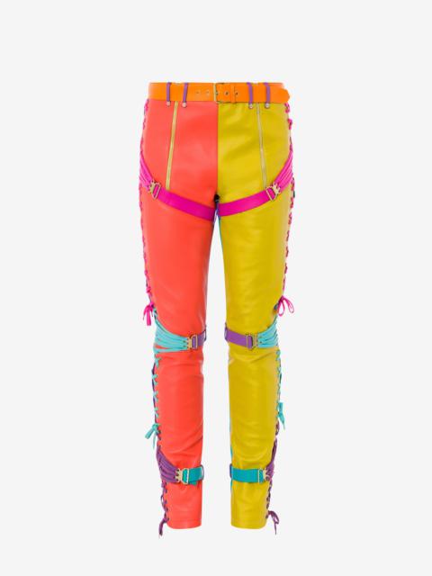 Moschino COLOUR-BLOCK NAPPA LEATHER TROUSERS