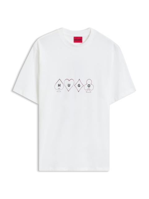 HUGO COTTON-JERSEY T-SHIRT WITH PRINTED ARTWORK