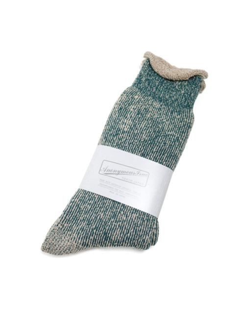 ANONYMOUSISM Hemp Thick Pile Crew Sock Khaki/Mela
