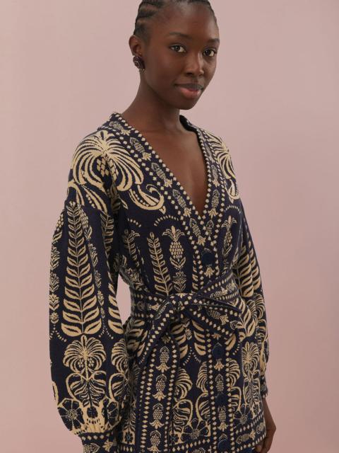 FARM RIO Navy Blue Ainika Tropical Splendor Knit Cardigan