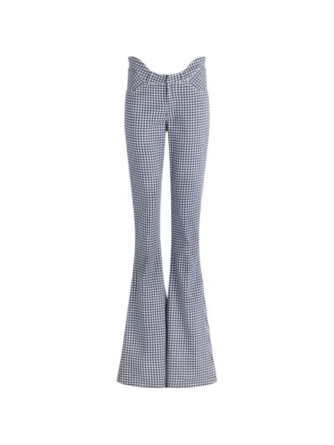 Jean Paul Gaultier curved gingham flared trousers