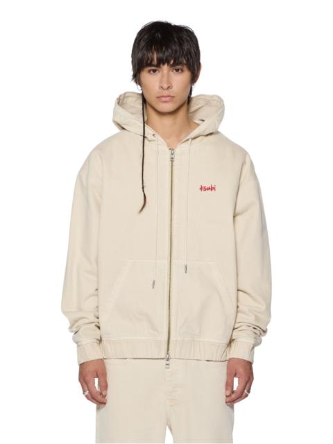Ksubi ZIPPED DENIM HOODIE ECRU