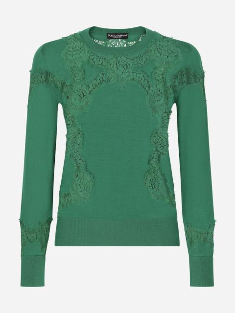Dolce & Gabbana Cashmere and silk sweater with lace inlay