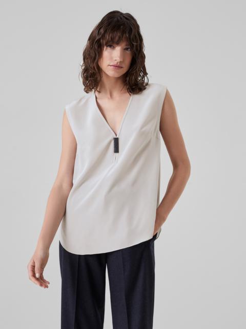 Brunello Cucinelli Silk crêpe de Chine top with precious detail