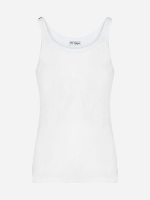 Tank top in ribbed cotton