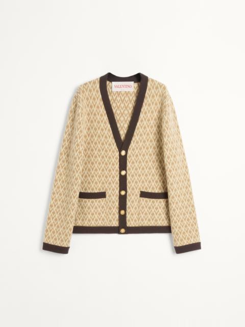 Valentino WOOL CARDIGAN WITH TOUTE LA V PATTERN