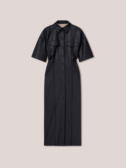 TAISSA - Vegan leather corrugated dress - Navy