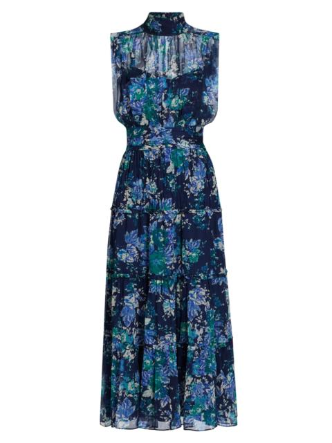 DEREK LAM 10 CROSBY Women's Junia Floral Chiffon Midi-Dress - Navy