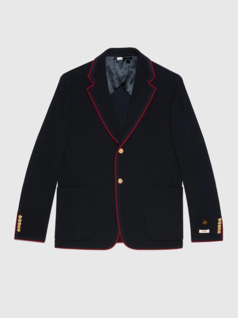 Wool cotton jersey jacket with patches