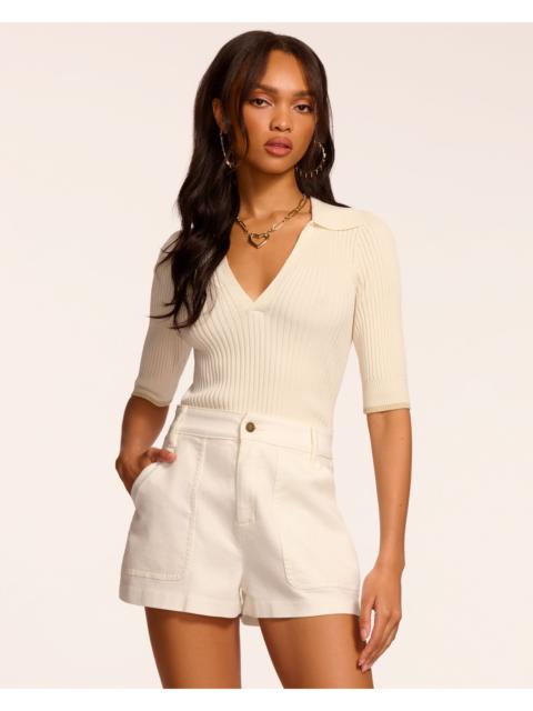 RAMY BROOK Hilary High Waisted Denim Mini Short | WHITE