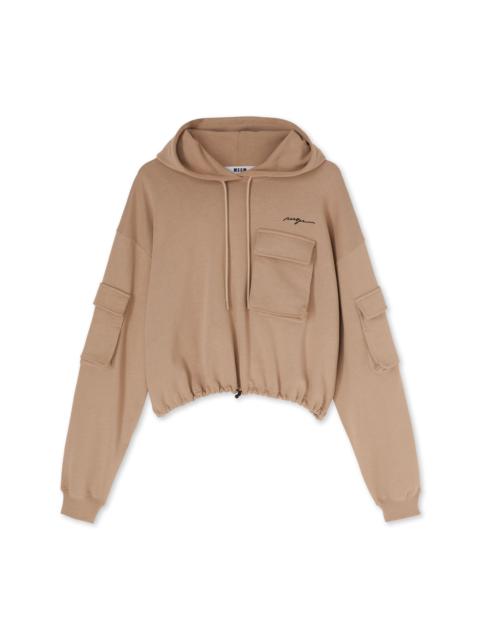 MSGM Crop sweatshirt with hood and large pockets