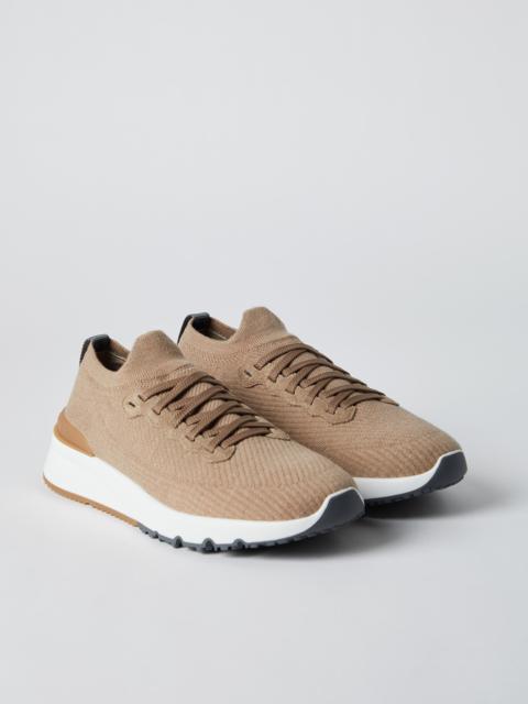 Wool knit and suede runners with warm inner lining