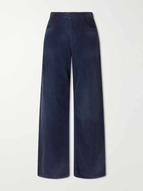 The Row Eglitta high-waist stretch-cotton corduroy wide-leg pants Blue