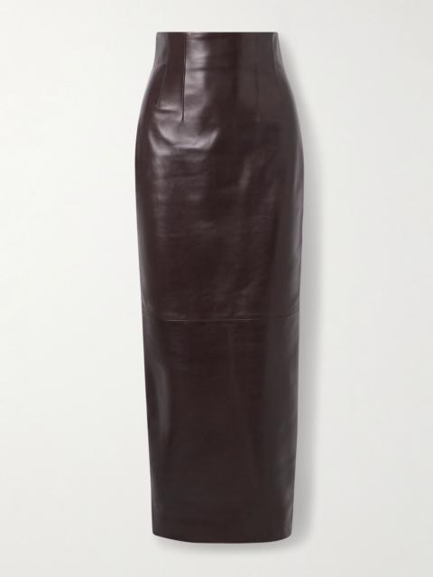 KHAITE Loxley leather maxi skirt Dark brown