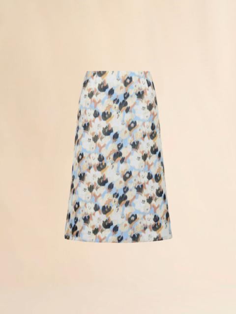 Marni LIGHT BLUE DUCHESSE SKIRT WITH SECRET BOUQUET PRINT