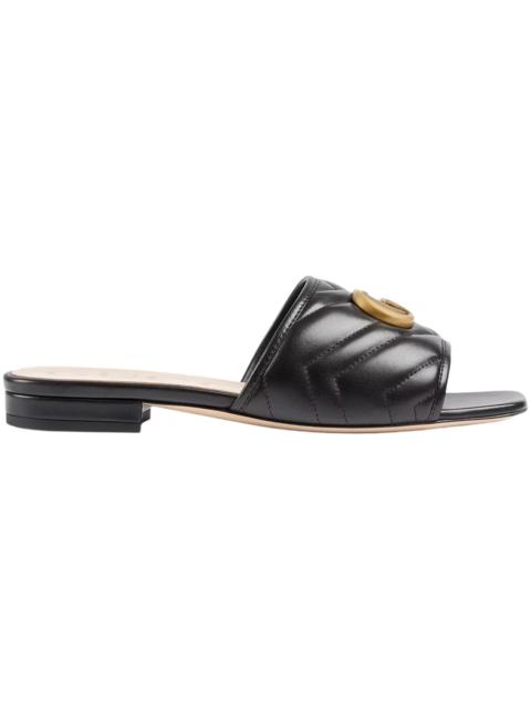 GUCCI Gucci Double G Slide Sandal Black Leather