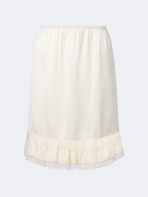 GANNI Lace-trimmed ruffled satin miniskirt