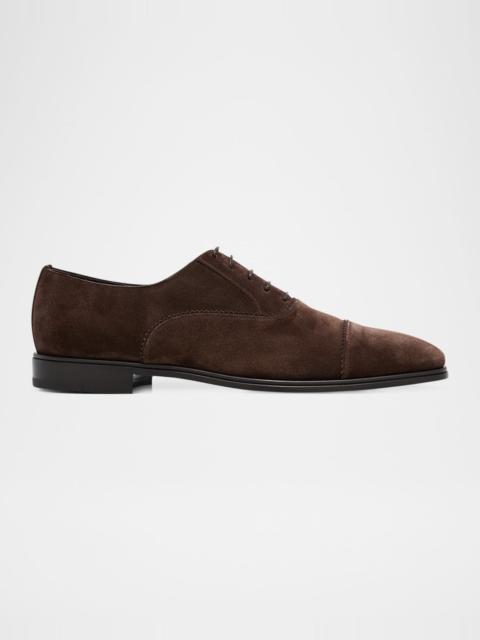 FERRAGAMO Men's Boston Suede Cap Toe Oxford Shoes