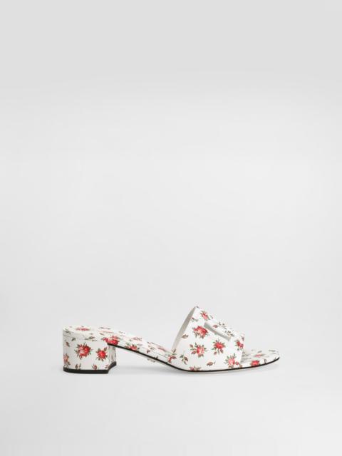 Dolce & Gabbana Printed calfskin mules with little roses print