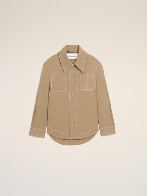 BEIGE COTTON WORKER BUTTONED JACKET