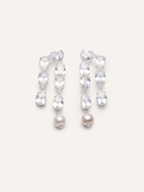 MAGDA BUTRYM Crystal and pearl drop earrings in silver
