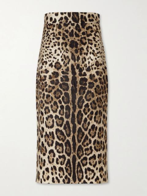 Dolce & Gabbana Leopard-print cotton midi skirt Leopard print